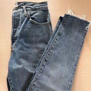 Free People Skinny Jeans with Raw Hem in good condition